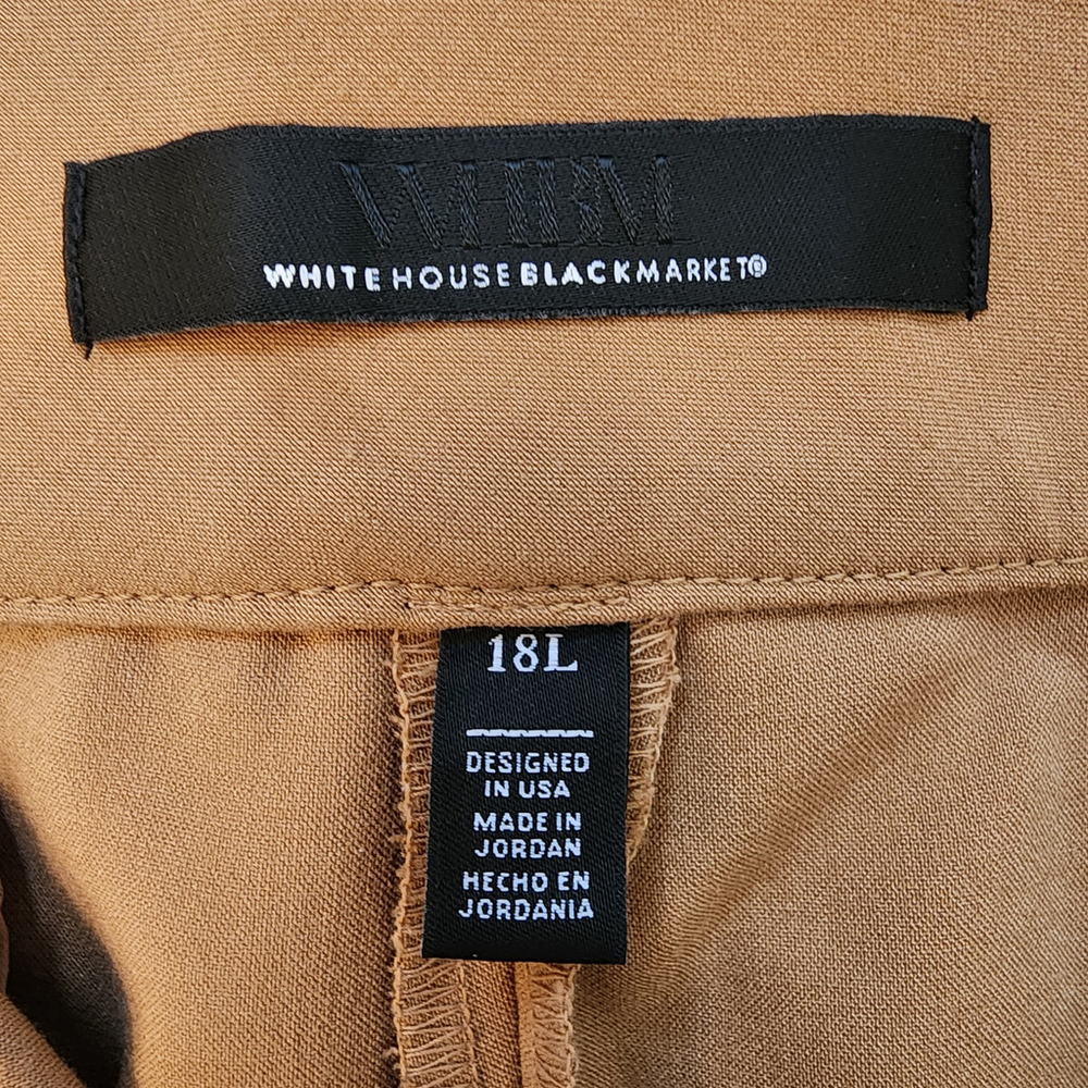 WHBM High Rise Riley Trouser Safari Tan 18L Plus Tall Quiet Luxury NWOT